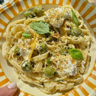 Citroen pasta met kip (vegetarisch ook mogelijk)