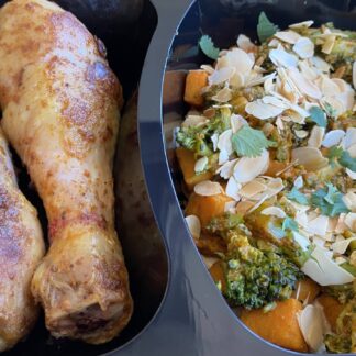 Gebakken zoete aardappel met drumstick
